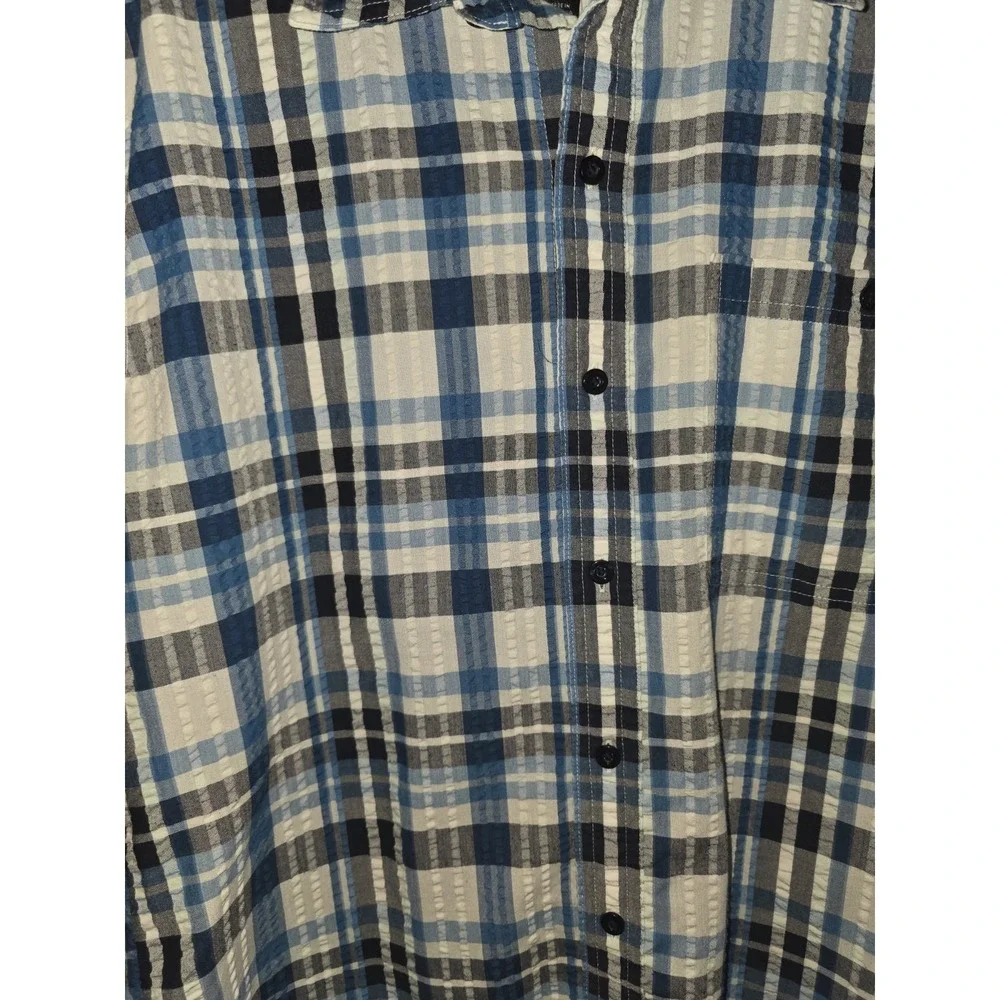 Patagonia Puckerware Men's Shirt White Black Blue Plaid Sz M Gorpcore